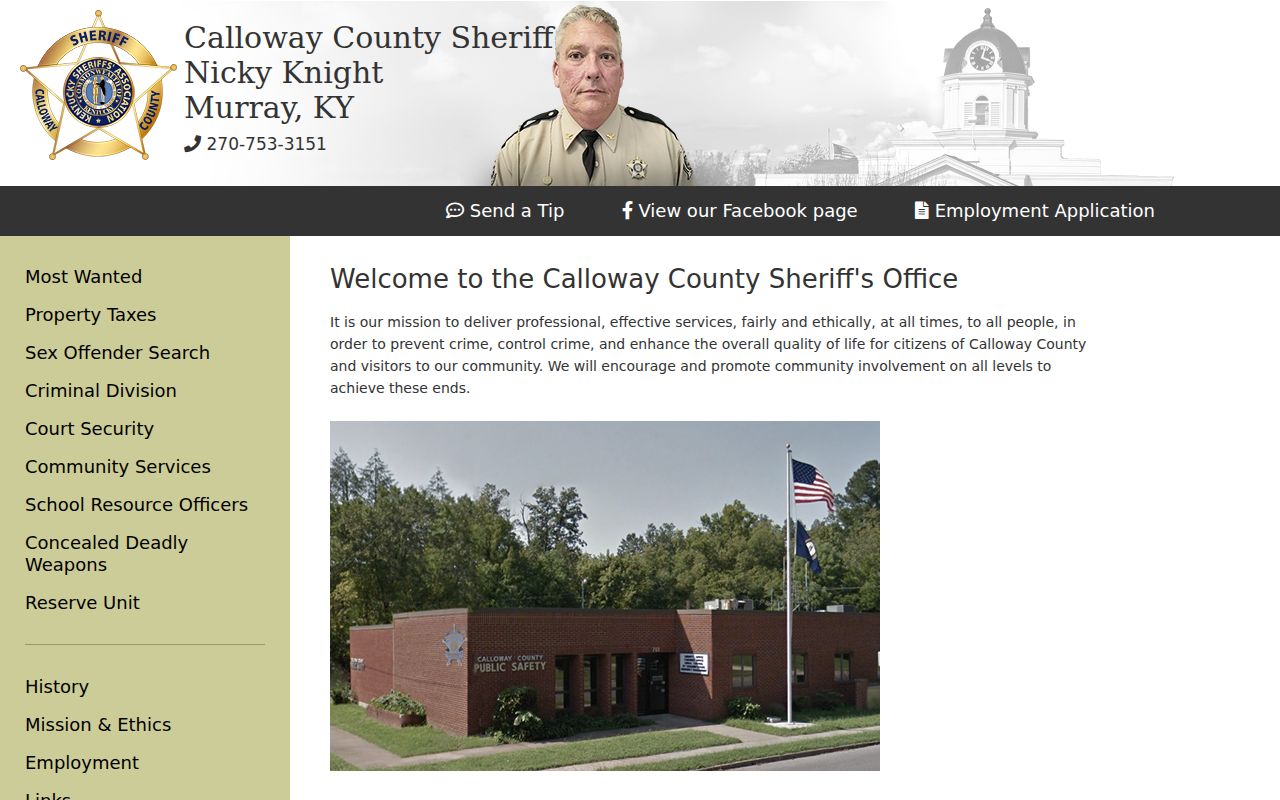 Calloway County arrest search source from the official sheriff