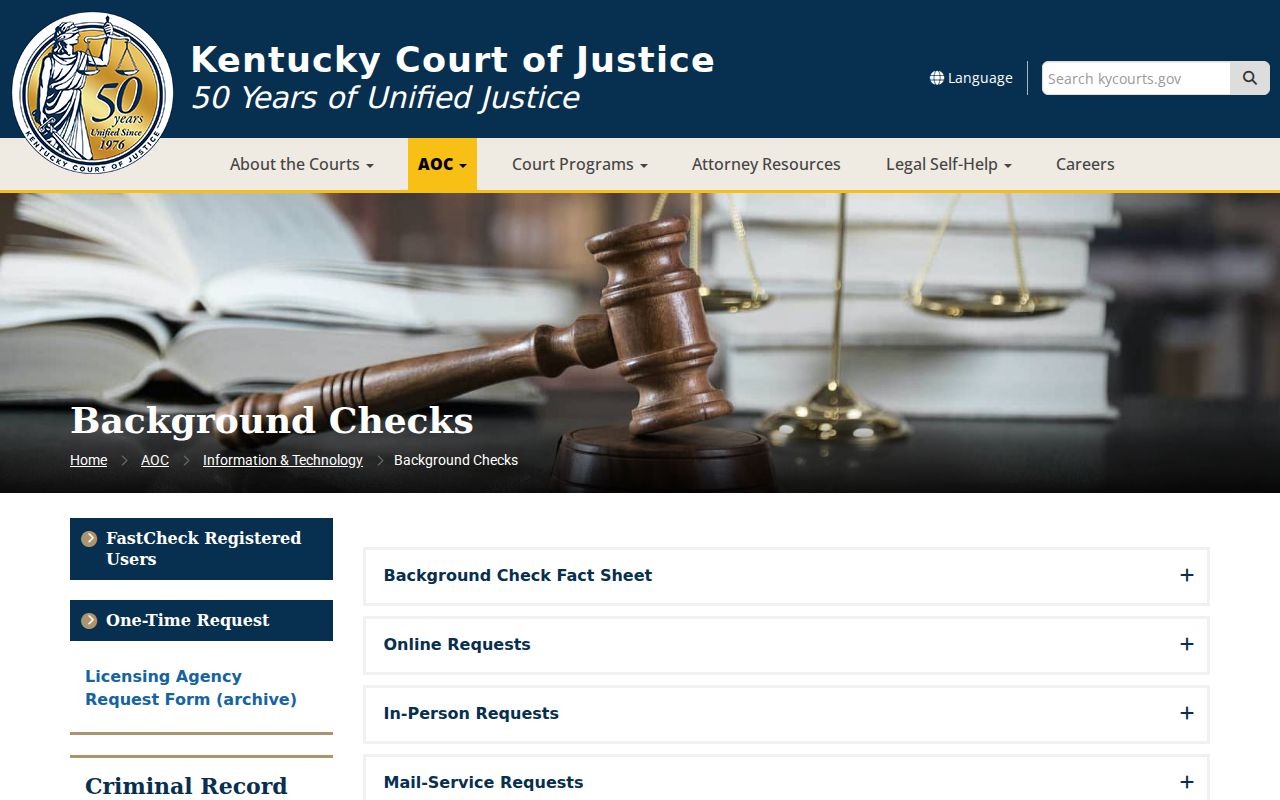 Calloway County criminal history FastCheck and expungement record options